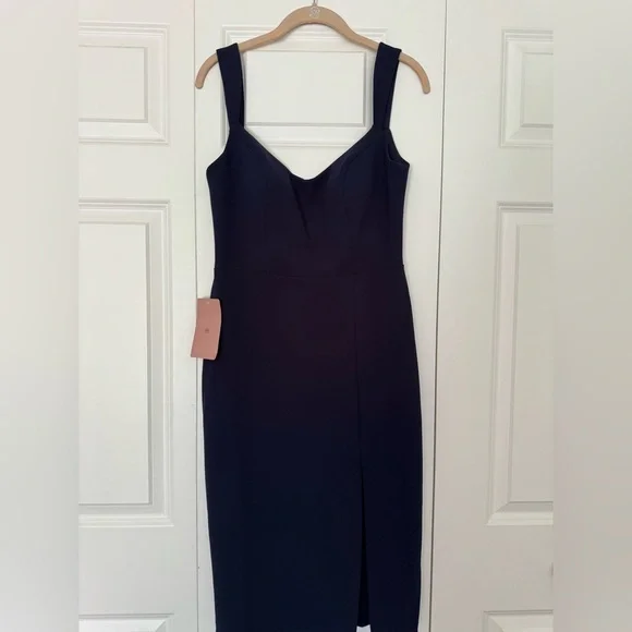 New with tags, Anthropologie BHLDN Ana Crepe Midi Dress Navy Blue dress